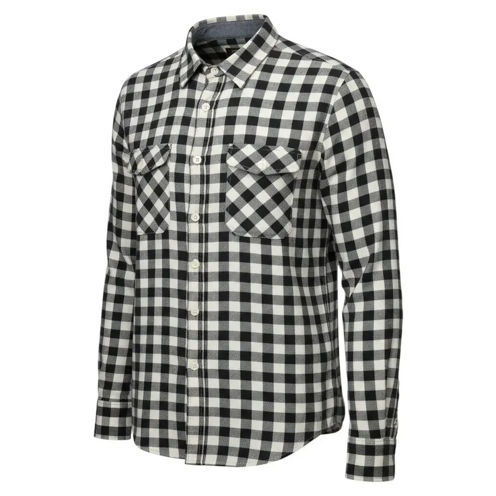J.Crew Men's L Black and Cream Buffalo Check Heavyweight Cotton Flannel Shirt